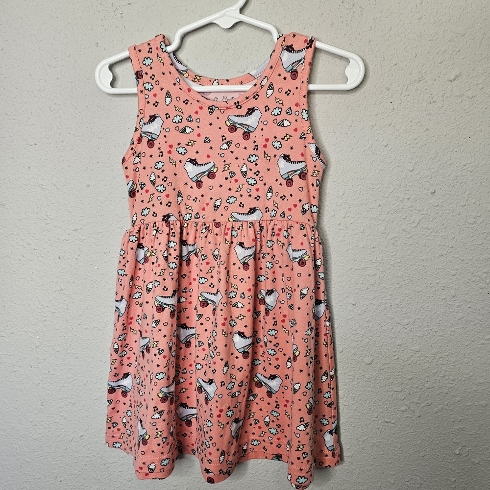 Flip Flop Dress Toddler Girl 2T‎ Roller Skate Ice Cream Cones Skater Swing Flowy